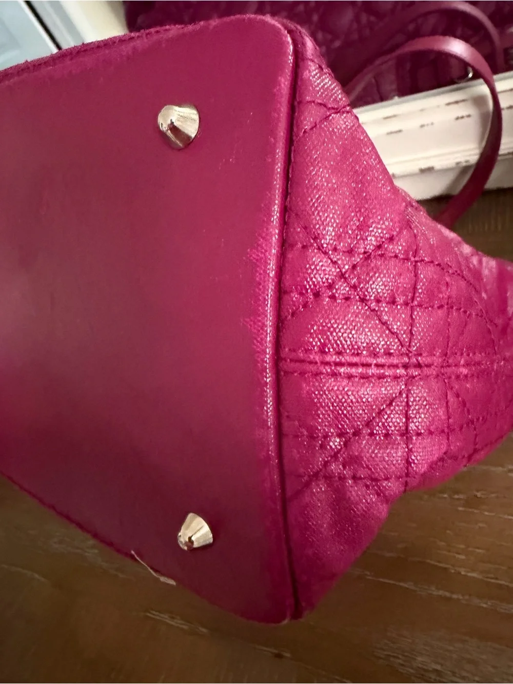 Dior Quilted Tote in Raspberry Pink with Signature Charm